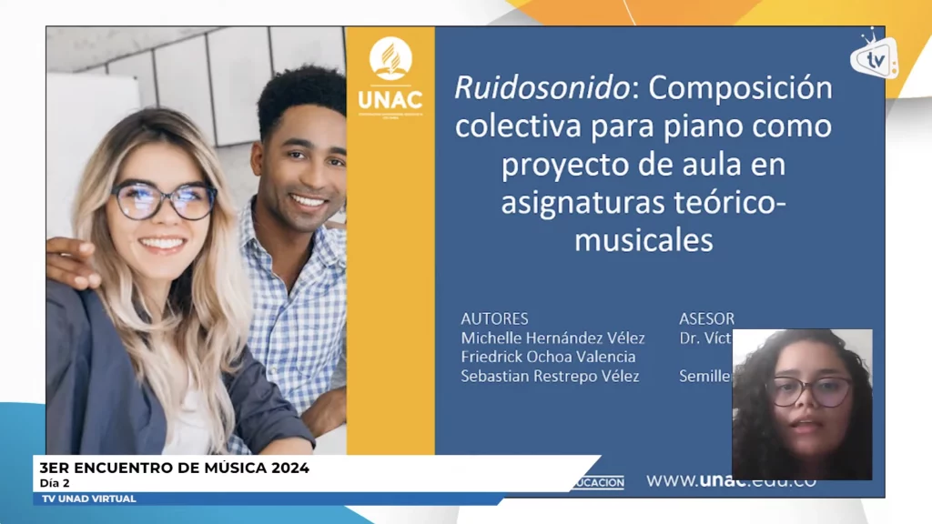Michelle Hernandez estudiante de la licenciatura en musica quien presento el proyecto de investigacion en el 3er encuentro de musica 2024 para la UNAD