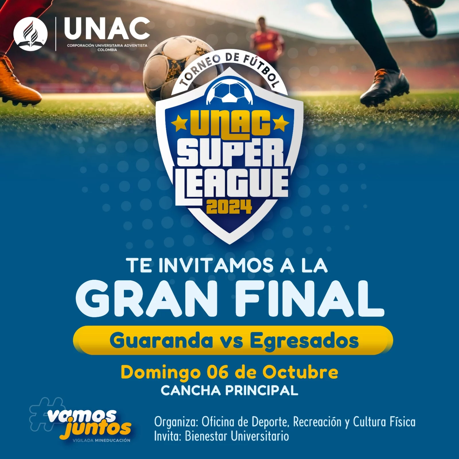 Flyer de la final de la UNAC Super League donde el equipo de egresados UNAC participara